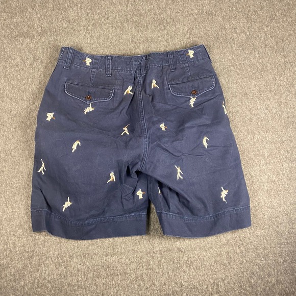 Ralph Lauren Embroidered Baseball Player Shorts Mens Size 33 Navy Blue - Picture 1 of 10